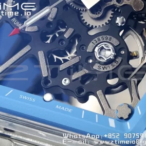 RICHARD MILLERM RM035 RM35-01 Transparent RMF Best Edition Skeleton Blue Dial on White Rubber Strap Clone RMUL2 - Super Clone Watch | 1:1 Best Version