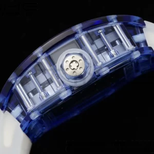 RICHARD MILLERM RM53-02 Tourbillon blu trasparente RMF Best Edition Quadrante scheletrato su cinturino in gomma trasparente - Orologio super clone | 1:1 Versione migliore