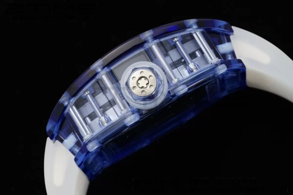 RICHARD MILLERM RM53-02 Tourbillon blu trasparente RMF Best Edition Quadrante scheletrato su cinturino in gomma trasparente - Orologio super clone | 1:1 Versione migliore
