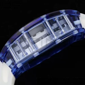 RICHARD MILLERM RM53-02 Tourbillon blu trasparente RMF Best Edition Quadrante scheletrato su cinturino in gomma trasparente - Orologio super clone | 1:1 Versione migliore