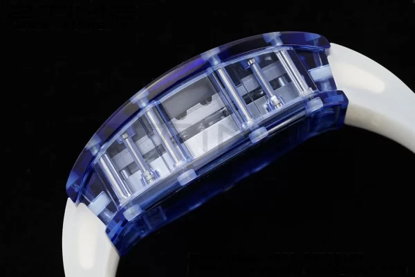 RICHARD MILLERM RM53-02 Tourbillon blu trasparente RMF Best Edition Quadrante scheletrato su cinturino in gomma trasparente - Orologio super clone | 1:1 Versione migliore