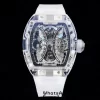 RICHARD MILLERM RM 53-02 Transparent Case Real Tourbillon Pablo Mac Donough JBF Best Edition on Transparent Rubber Strap V2 - Super Clone Watch | 1:1 Best Version