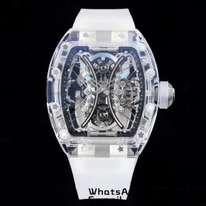 RICHARD MILLERM RM 53-02 Transparent Case Real Tourbillon Pablo Mac Donough JBF Best Edition on Transparent Rubber Strap V2 - Super Clone Watch | 1:1 Best Version