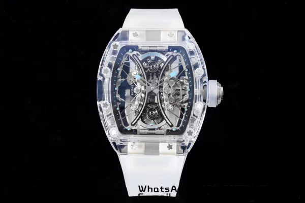 RICHARD MILLERM RM 53-02 Transparent Case Real Tourbillon Pablo Mac Donough JBF Best Edition on Transparent Rubber Strap V2 - スーパークローンウォッチ｜1:1ベストバージョン