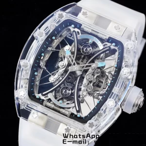 RICHARD MILLERM RM 53-02 Transparent Case Real Tourbillon Pablo Mac Donough JBF Best Edition on Transparent Rubber Strap V2 - スーパークローンウォッチ｜1:1ベストバージョン