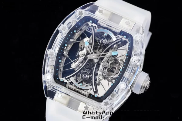 RICHARD MILLERM RM 53-02 Transparent Case Real Tourbillon Pablo Mac Donough JBF Best Edition on Transparent Rubber Strap V2 - スーパークローンウォッチ｜1:1ベストバージョン