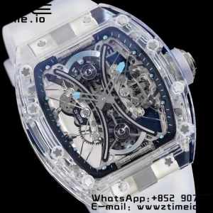 RICHARD MILLERM RM 53-02 Transparent Case Real Tourbillon Pablo Mac Donough JBF Best Edition on Transparent Rubber Strap V2 - スーパークローンウォッチ｜1:1ベストバージョン