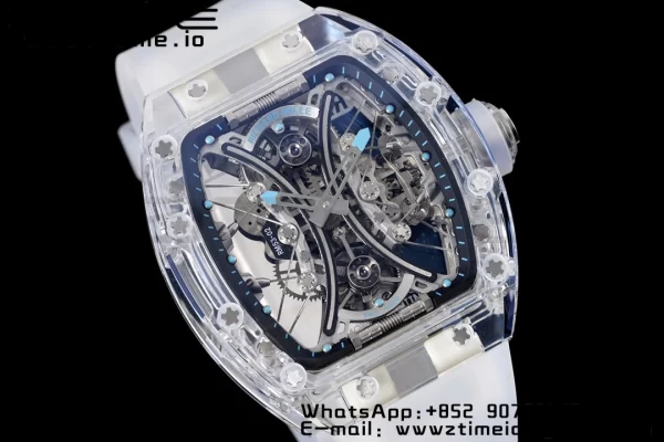 RICHARD MILLERM RM 53-02 Transparent Case Real Tourbillon Pablo Mac Donough JBF Best Edition on Transparent Rubber Strap V2 - スーパークローンウォッチ｜1:1ベストバージョン