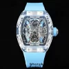 RICHARD MILLERM RM 53-02 Transparent Case Real Tourbillon Pablo Mac Donough JBF Best Edition on Blue Rubber Strap V2 - Super Clone Watch | 1:1 Best Version