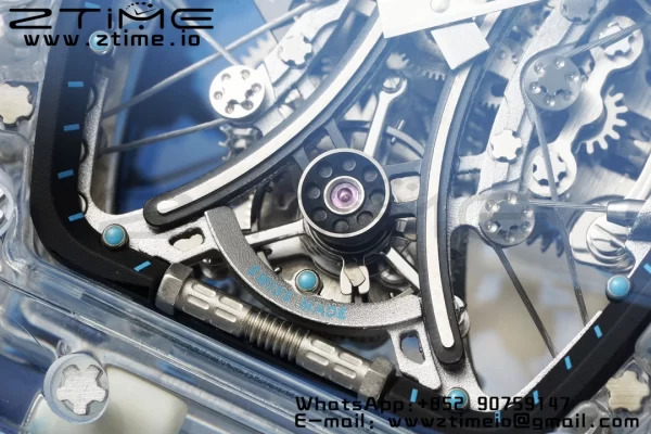 RICHARD MILLERM RM 53-02 Cassa trasparente Real Tourbillon Pablo Mac Donough JBF Best Edition su cinturino in gomma blu V2 - Orologio super clone | 1:1 Best Version