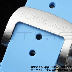 RICHARD MILLERM RM 53-02 Cassa trasparente Real Tourbillon Pablo Mac Donough JBF Best Edition su cinturino in gomma blu V2 - Orologio super clone | 1:1 Best Version