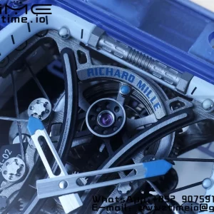 RICHARD MILLERM RM53-02 Blue Transparent Tourbillon RMF Best Edition Skeleton Dial on White Rubber Strap - Super Clone Watch | 1:1 Best Version