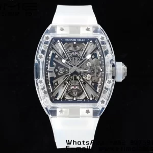 RICHARD MILLERM RM012 RM12-01 Transparent Tourbillon RMF Best Edition Skeleton Dial on Rubber Strap - Super Clone Watch | 1:1 Best Version