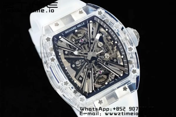 RICHARD MILLERM RM012 RM12-01 Transparent Tourbillon RMF Best Edition スケルトンダイアル、ラバーストラップ - スーパークローンウォッチ｜1:1ベストバージョン