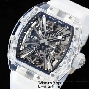 RICHARD MILLERM RM012 RM12-01 Transparent Tourbillon RMF Best Edition スケルトンダイアル、ラバーストラップ - スーパークローンウォッチ｜1:1ベストバージョン