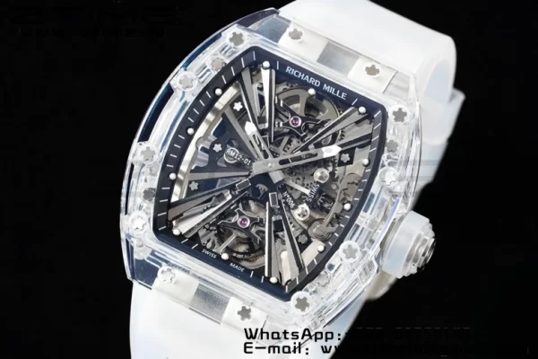 RICHARD MILLERM RM012 RM12-01 Transparent Tourbillon RMF Best Edition スケルトンダイアル、ラバーストラップ - スーパークローンウォッチ｜1:1ベストバージョン