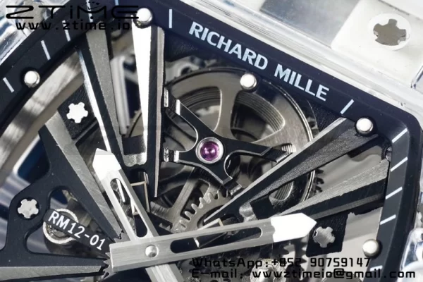 RICHARD MILLERM RM012 RM12-01 Transparent Tourbillon RMF Best Edition スケルトンダイアル、ラバーストラップ - スーパークローンウォッチ｜1:1ベストバージョン