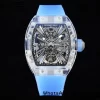 RICHARD MILLERM RM012 RM12-01 Transparent Tourbillon RMF ベストエディション スケルトンダイアル ブルーラバーストラップ - スーパークローンウォッチ｜1:1 ベストバージョン