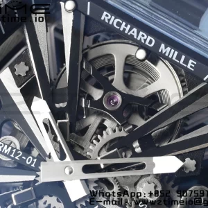 RICHARD MILLERM RM012 RM12-01 Transparent Tourbillon RMF Best Edition Skeleton Dial on Blue Rubber Strap - Super Clone Watch | 1:1 Best Version