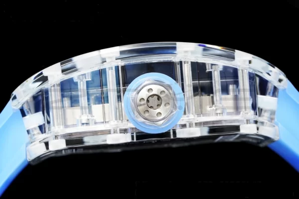 RICHARD MILLERM RM012 RM12-01 Transparent Tourbillon RMF Best Edition Skeleton Dial on Blue Rubber Strap - Super Clone Watch | 1:1 Best Version