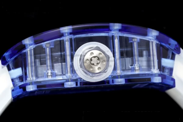 RICHARD MILLERM RM012 RM12-01 Blue Transparent Tourbillon RMF Best Edition Skeleton Dial on Transparent Rubber Strap - Super Clone Watch | 1:1 Best Version
