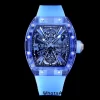 RICHARD MILLERM RM012 RM12-01 Blau Transparent Tourbillon RMF Best Edition Skelett-Zifferblatt auf blauem Kautschukband - Super Clone Watch | 1:1 Best Version
