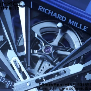 RICHARD MILLERM RM012 RM12-01 Blue Transparent Tourbillon RMF Best Edition Skeleton Dial on Blue Rubber Strap - Super Clone Watch | 1:1 Best Version