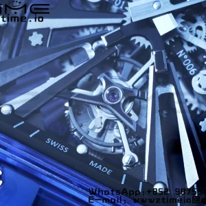 RICHARD MILLERM RM012 RM12-01 Blue Transparent Tourbillon RMF Best Edition Skeleton Dial on Blue Rubber Strap - Super Clone Watch | 1:1 Best Version