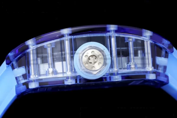 RICHARD MILLERM RM012 RM12-01 Blue Transparent Tourbillon RMF Best Edition Skeleton Dial on Blue Rubber Strap - Super Clone Watch | 1:1 Best Version