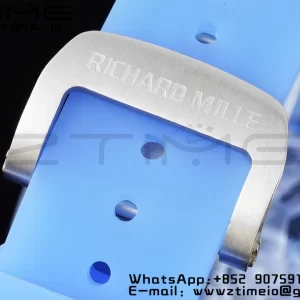 RICHARD MILLERM RM012 RM12-01 Blue Transparent Tourbillon RMF Best Edition Skeleton Dial on Blue Rubber Strap - Super Clone Watch | 1:1 Best Version