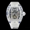 RICHARD MILLERM RM56-01 Transparent Tourbillon RMF Best Edition スケルトンダイアル ブラックインナーベゼル×透明ラバーストラップ - スーパークローンウォッチ｜1:1ベストバージョン