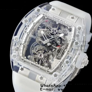 RICHARD MILLERM RM56-01 Transparent Tourbillon RMF Best Edition スケルトンダイアル ブラックインナーベゼル×透明ラバーストラップ - スーパークローンウォッチ｜1:1ベストバージョン