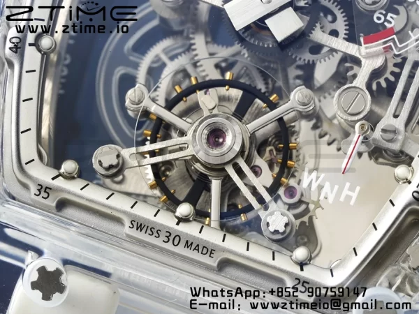 RICHARD MILLERM RM56-01 Transparent Tourbillon RMF Best Edition スケルトンダイアル ブラックインナーベゼル×透明ラバーストラップ - スーパークローンウォッチ｜1:1ベストバージョン