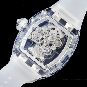 RICHARD MILLERM RM56-01 Transparent Tourbillon RMF Best Edition スケルトンダイアル ブラックインナーベゼル×透明ラバーストラップ - スーパークローンウォッチ｜1:1ベストバージョン