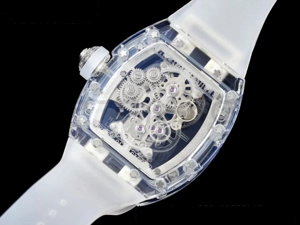 RICHARD MILLERM RM56-01 Transparent Tourbillon RMF Best Edition スケルトンダイアル ブラックインナーベゼル×透明ラバーストラップ - スーパークローンウォッチ｜1:1ベストバージョン