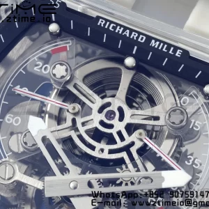RICHARD MILLERM RM56-01 Transparent Tourbillon RMF Best Edition Skeleton Dial Black Inner Bezel on Transparent Rubber Strap - Super Clone Watch | 1:1 Best Version