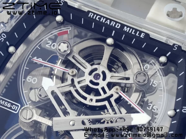 RICHARD MILLERM RM56-01 Transparent Tourbillon RMF Best Edition Skeleton Dial Black Inner Bezel on Transparent Rubber Strap - Super Clone Watch | 1:1 Best Version