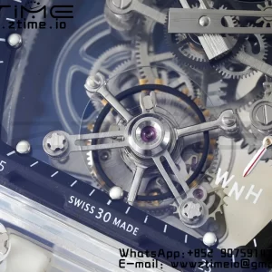RICHARD MILLERM RM56-01 Transparent Tourbillon RMF Best Edition Skeleton Dial Black Inner Bezel on Transparent Rubber Strap - Super Clone Watch | 1:1 Best Version