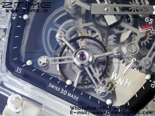 RICHARD MILLERM RM56-01 Transparent Tourbillon RMF Best Edition Skeleton Dial Black Inner Bezel on Transparent Rubber Strap - Super Clone Watch | 1:1 Best Version