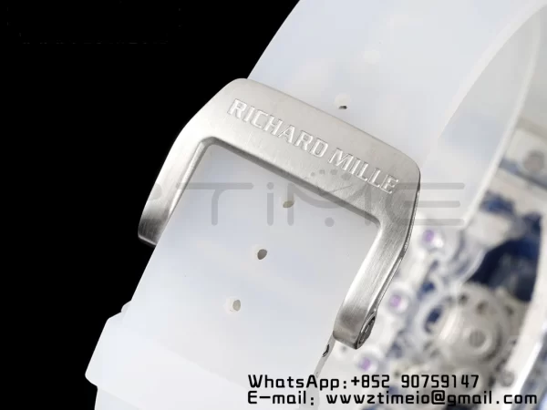 RICHARD MILLERM RM56-01 Transparent Tourbillon RMF Best Edition Skeleton Dial Black Inner Bezel on Transparent Rubber Strap - Super Clone Watch | 1:1 Best Version