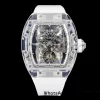 RICHARD MILLERM RM56-01 Transparent Tourbillon RMF Best Edition Skeleton Dial on White Rubber Strap - Super Clone Watch | 1:1 Best Version