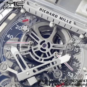 RICHARD MILLERM RM56-01 Tourbillon Transparente RMF Mejor Edición Esfera Esqueleto con Correa de Caucho Blanca - Reloj Super Clon | 1:1 Mejor Versión