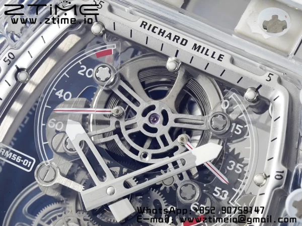 RICHARD MILLERM RM56-01 Tourbillon Transparente RMF Mejor Edición Esfera Esqueleto con Correa de Caucho Blanca - Reloj Super Clon | 1:1 Mejor Versión