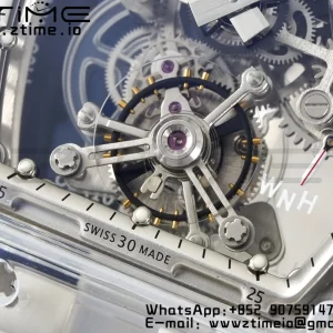 RICHARD MILLERM RM56-01 Tourbillon Transparente RMF Mejor Edición Esfera Esqueleto con Correa de Caucho Blanca - Reloj Super Clon | 1:1 Mejor Versión