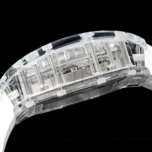 RICHARD MILLERM RM56-01 Tourbillon Transparente RMF Mejor Edición Esfera Esqueleto con Correa de Caucho Blanca - Reloj Super Clon | 1:1 Mejor Versión
