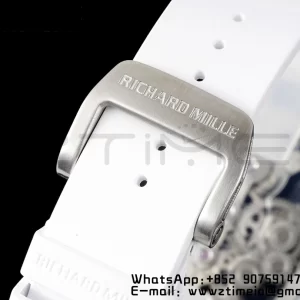 RICHARD MILLERM RM56-01 Tourbillon Transparente RMF Mejor Edición Esfera Esqueleto con Correa de Caucho Blanca - Reloj Super Clon | 1:1 Mejor Versión