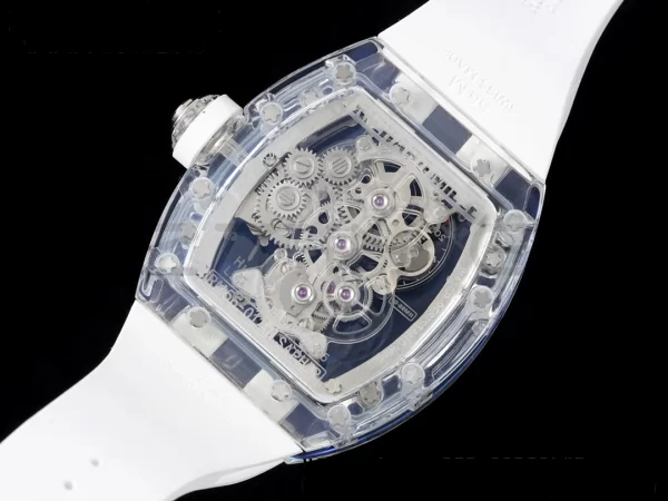 RICHARD MILLERM RM56-01 Tourbillon Transparente RMF Mejor Edición Esfera Esqueleto con Correa de Caucho Blanca - Reloj Super Clon | 1:1 Mejor Versión