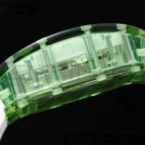 RICHARD MILLERM RM56-01 Green Transparent Tourbillon RMF Best Edition Skeleton Dial pe curea de cauciuc alb - Super Clone Watch | 1:1 Best Version