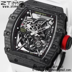 RICHARD MILLE RM035 RM35-02 Black Carbon BBR Factory Best Edition Skeleton Dial on White Rubber Strap Clone RMUL2 - Super Clone Watch | 1:1 Best Version