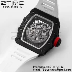 RICHARD MILLE RM035 RM35-02 Black Carbon BBR Factory Best Edition Skeleton Dial on White Rubber Strap Clone RMUL2 - Super Clone Watch | 1:1 Best Version